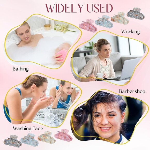 8 Large Acrylic Hair Claw Clips Women Non-slip Strong Hold for Thick Hair main image 6